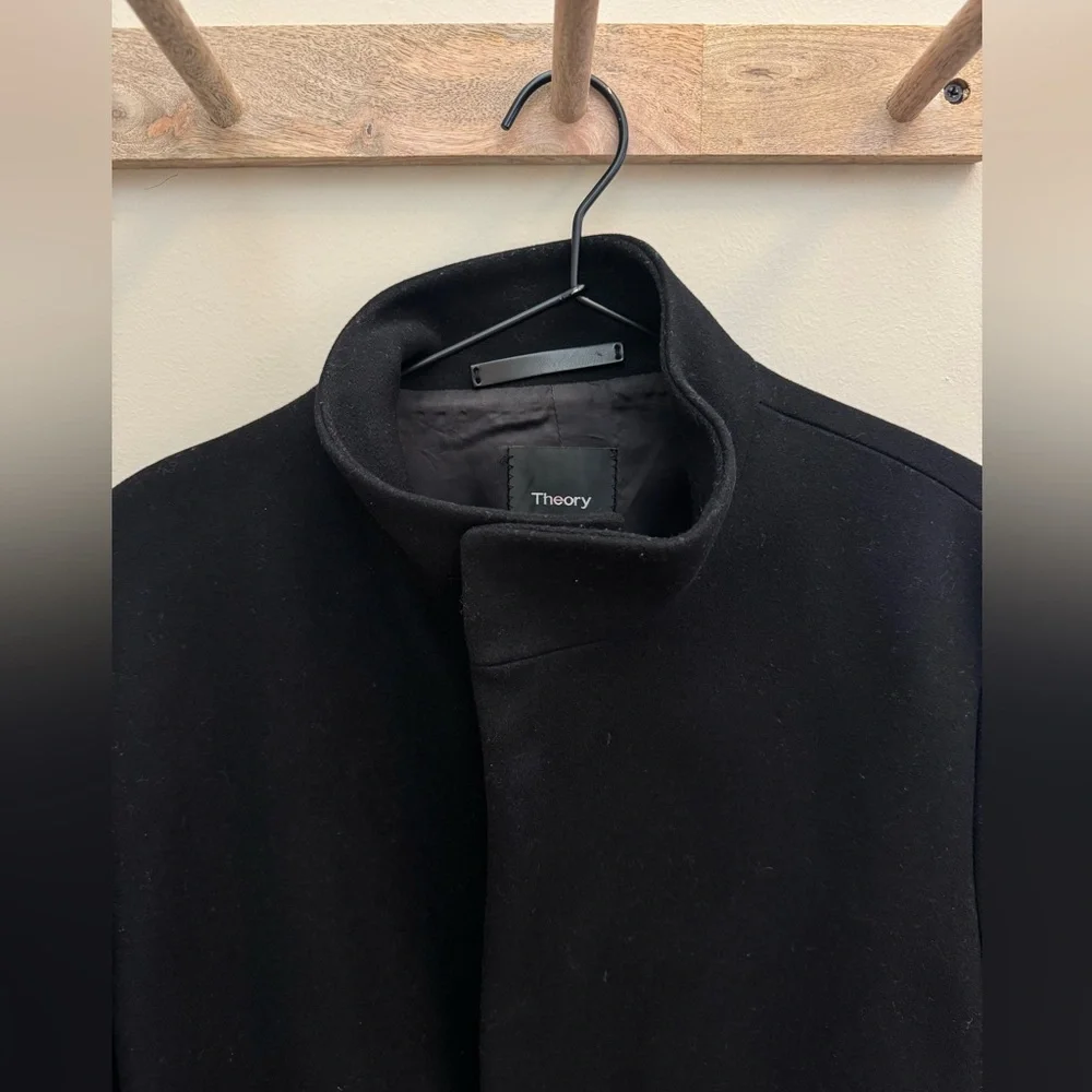 Theory Men’s Belvin Stand Collar Over Coat in Black - Picture 5 of 7